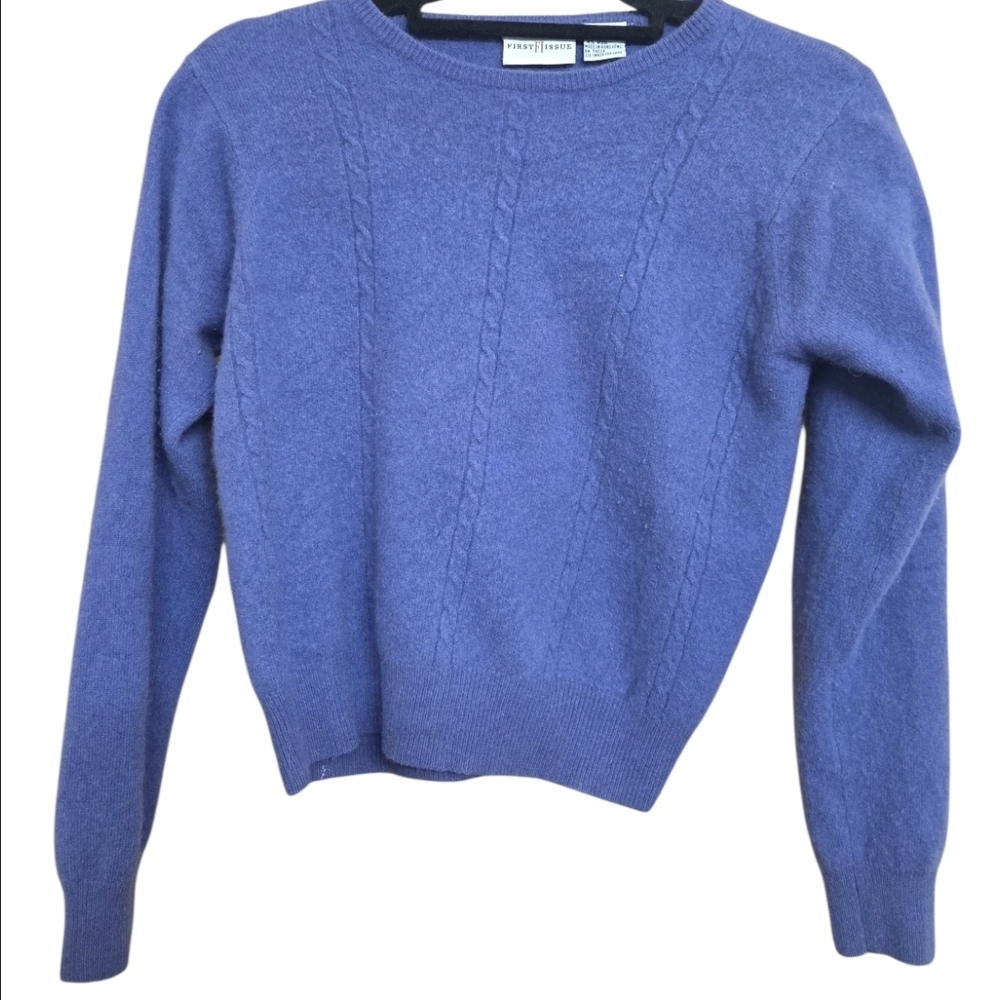 First Issue Cashmere Blend Cable Knit Sweater Purple Small